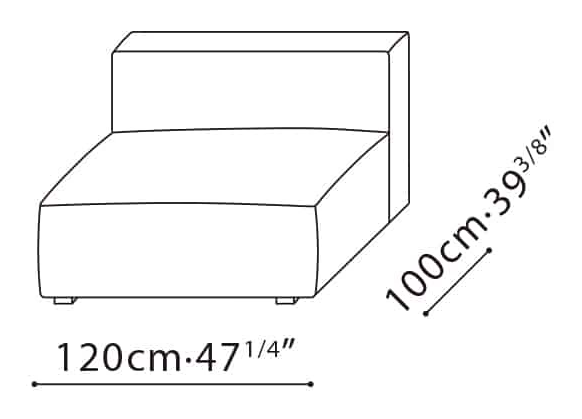 Rubix Sofa by Camerich, size drawing: C01C0133