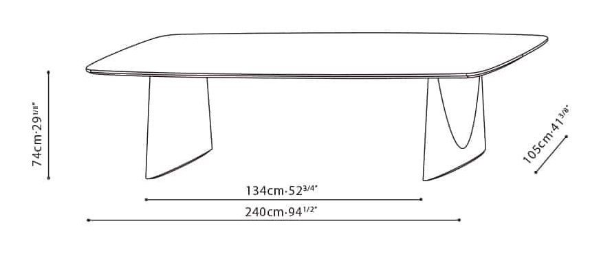 Olive Dining Table by Camerich, size drawing: C05H0903