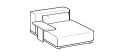 Tao Outdoor Sofa by Ditre Italia, size drawing: Maxi chaise longue with armrest