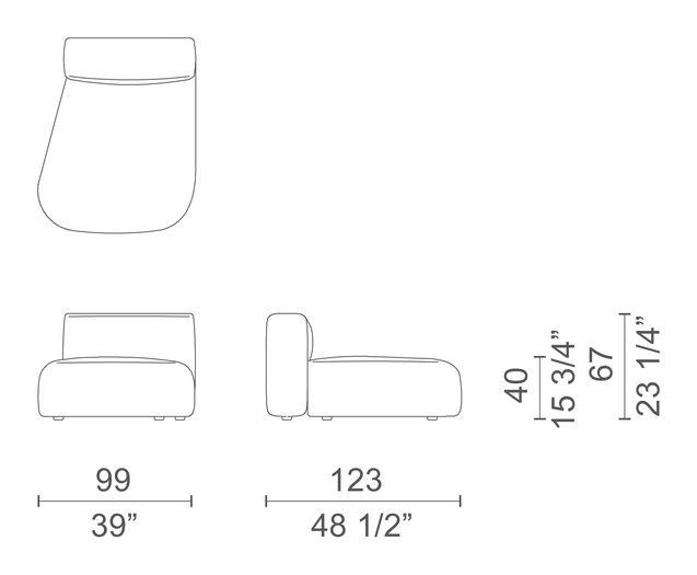 Litos Sofa by Cappellini, size drawing: LT_5