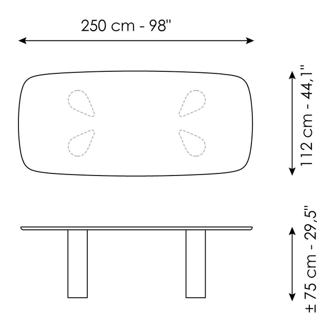 Geometric Dining Table by Bonaldo, size drawing 3