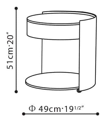 Harmon Side Table by Camerich, size drawing