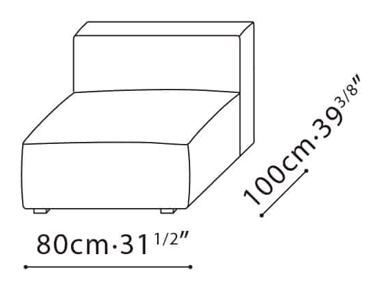 Rubix Sofa by Camerich, size drawing: C01C0131