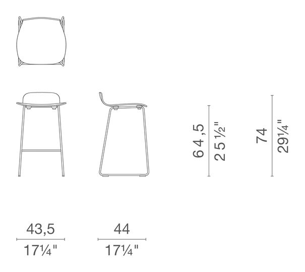 Tate Wood Stool by Cappellini, size drawing 7