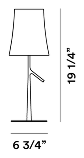 Birdie Table Lamp by Foscarini, size drawing: Birdie Piccola