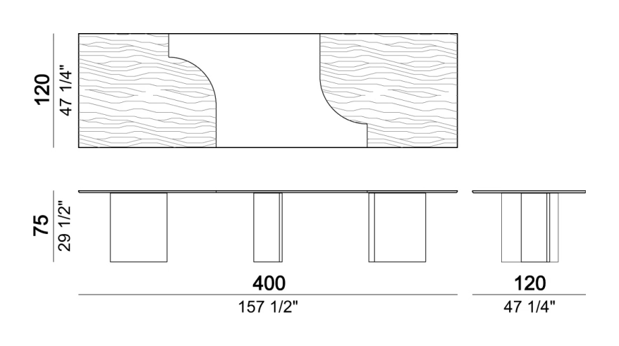 Millennium Dining Table by Arketipo, size drawing 4