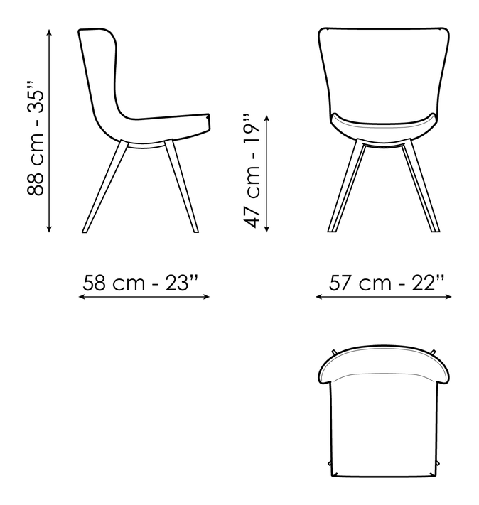 Colibrì Chair by Bonaldo, size drawing