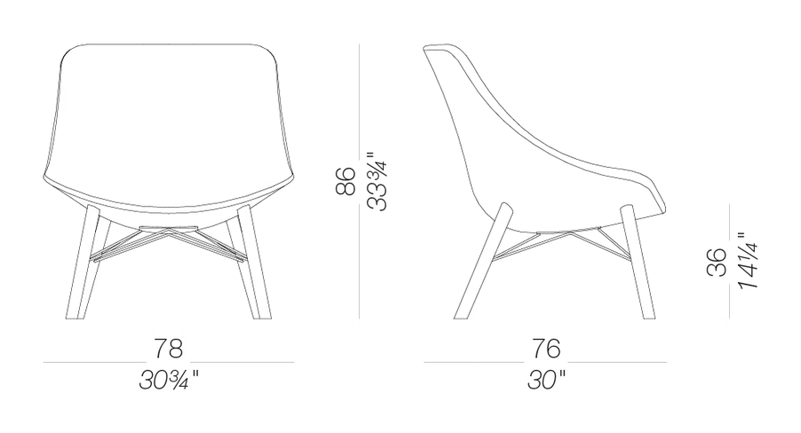 Auki S115 Lounge Chair by LaPalma, size drawing
