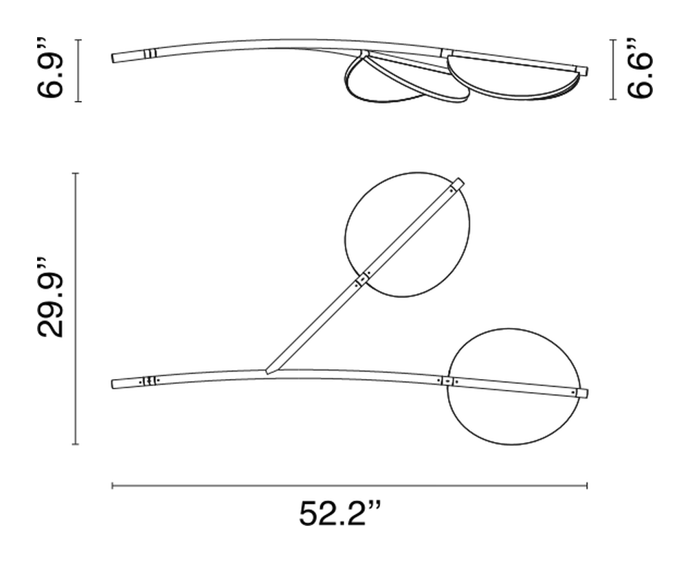 Almendra Organic Pendant Lamp by Flos, size drawing: Almendra Organic Suspension Short 2