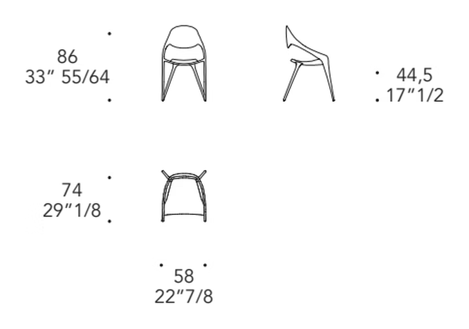 Shell Chair by Reflex, size drawing