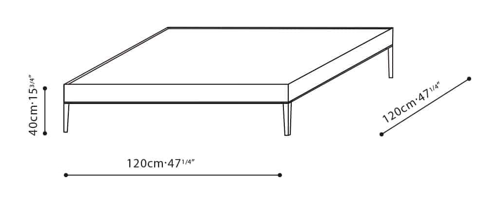 Flamingo Coffee Table by Camerich, size drawing: C06C0902