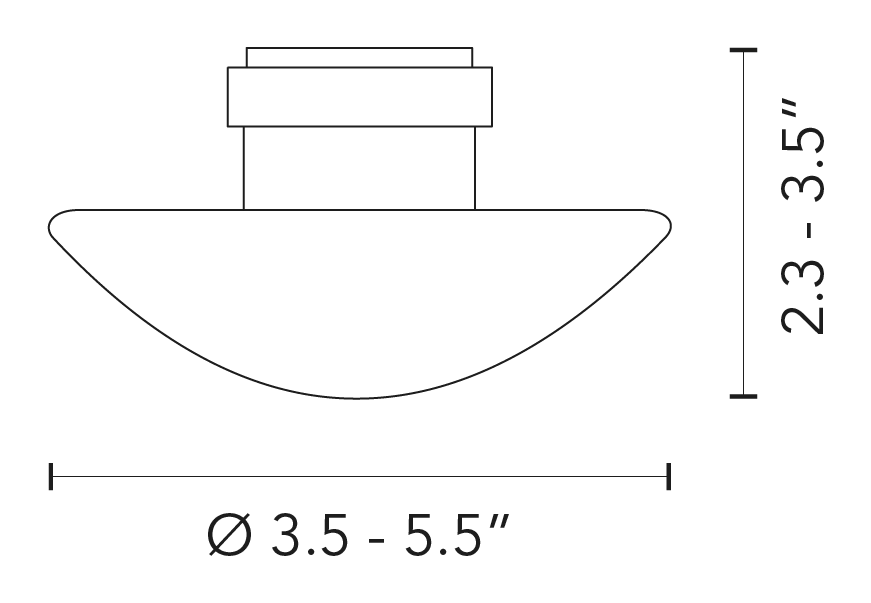 Sillaba Ceiling Lamp by Fontana Arte, size drawing