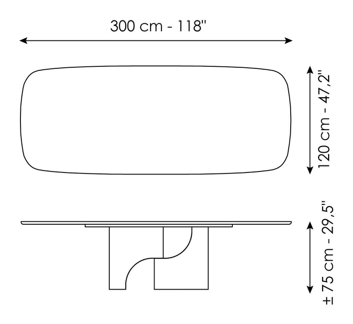Taijitu Dining Table by Bonaldo, size drawing 5