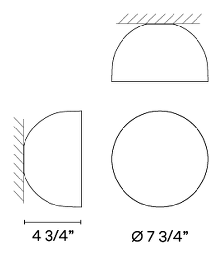 Plusminus Solo Wall and Ceiling Lights by Vibia, size drawing: Model 6335