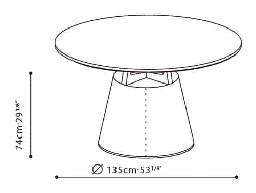 Unity Dining Table L by Camerich, size drawing: C05B0806