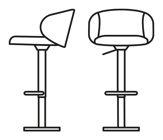 Tuka Stool, Upholstered by Connubia, size drawing