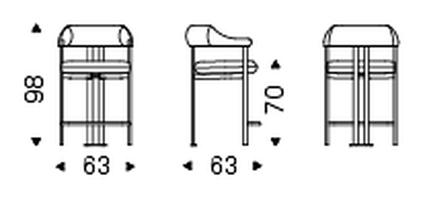 Greta Stool by Cattelan Italia, size drawing