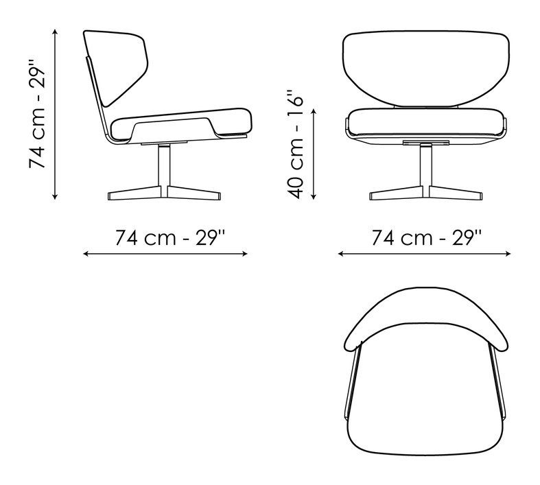Olos Armchair by Bonaldo, size drawing