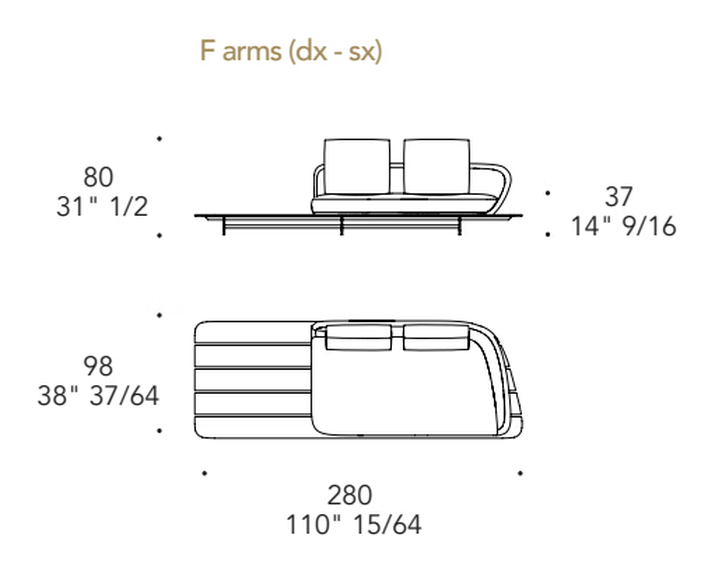 Segno Outdoor Sofa by Reflex, size drawing 6