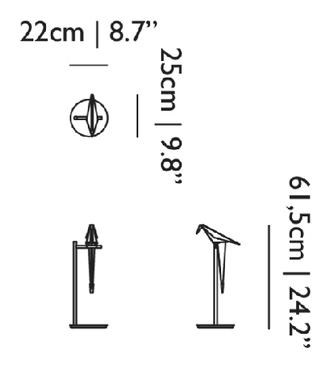Perch Light Table Lamp by Moooi, size drawing