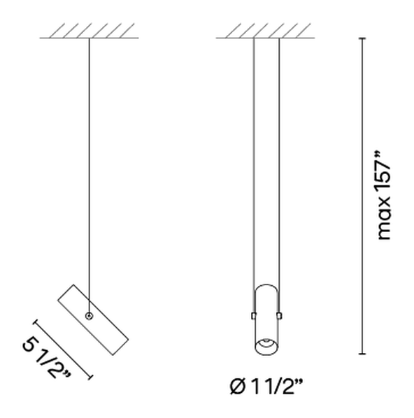 Circus Solo Ceiling and Pendant Lamps by Vibia, size drawing: Models 0176, 0177, 0178