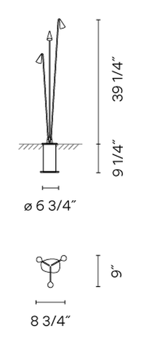 Brisa Ground Light by Vibia, size drawing: Model 4635