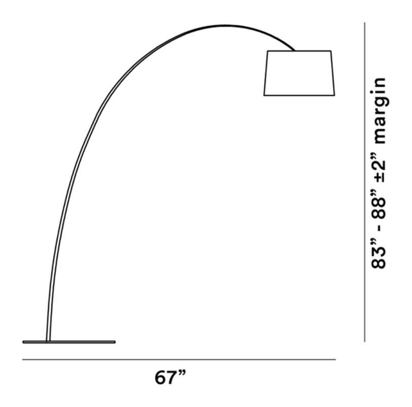 Twiggy Floor Lamp by Foscarini, size drawing