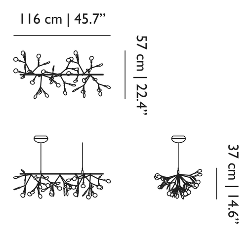 Heracleum III Endless Pendant Lamp by Moooi, size drawing