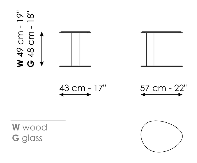 Sasso Coffee Table by Bonaldo, size drawing: Sasso high