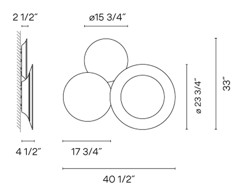 Puck Wall Art Lamp by Vibia, size drawing: Model 5491