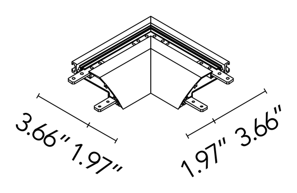 Perimetral Installation Lighting System by Flos, size drawing: Light Cut Mini Corner Inside. Perimetral Installation
