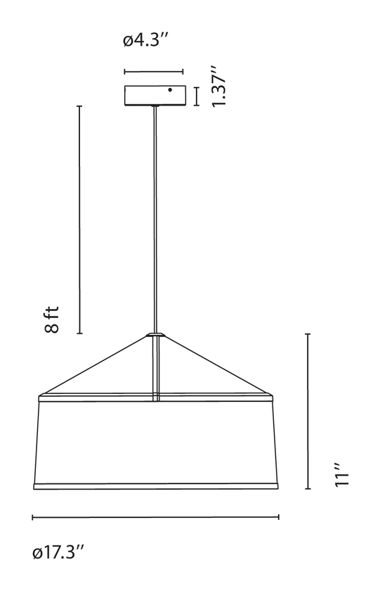 Zenc Pendant Lamp by Marset, size drawing