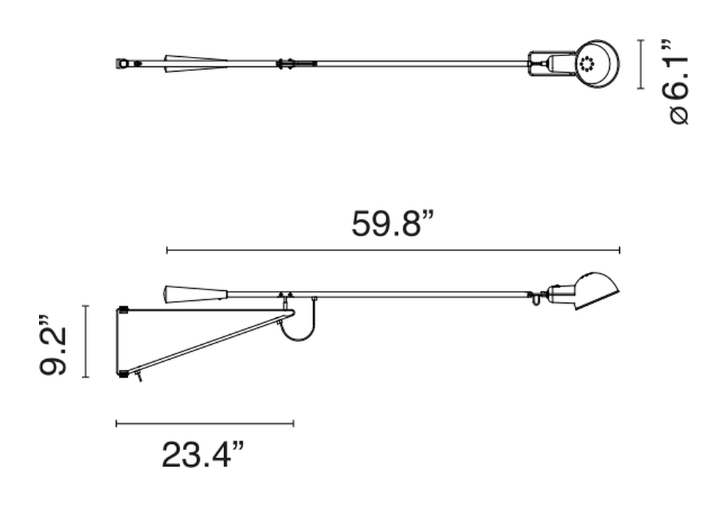265 Small Wall Lamp by Flos, size drawing