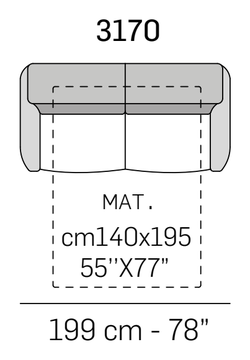 Giotto Sofa Bed by Nicoline, size drawing 3