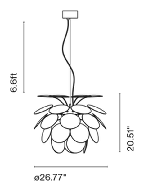 Discocó Pendant Lamp by Marset, size drawing: Discocó 68