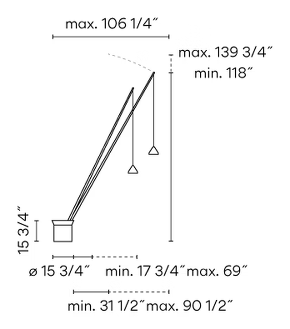 North Lighting Collection by Vibia, size drawing: Model 5607