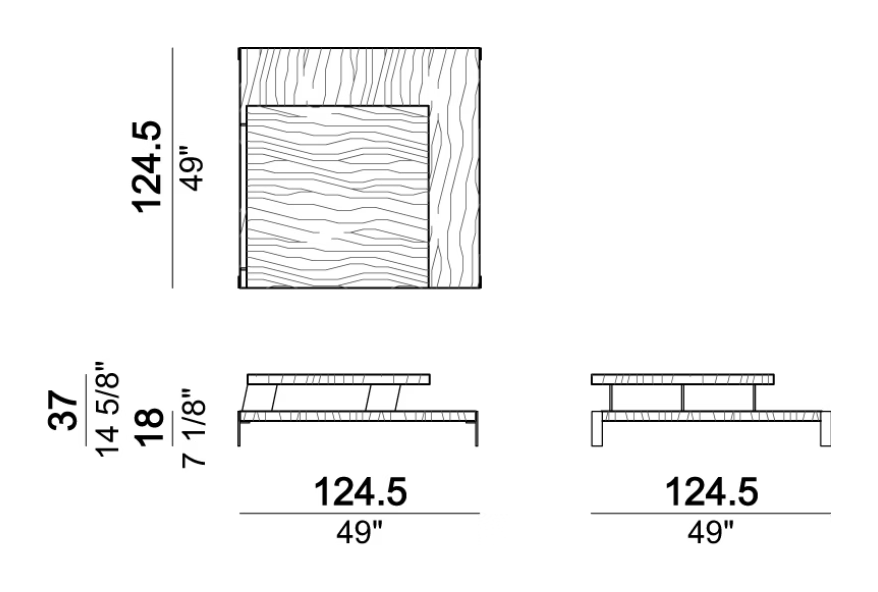 That's Life Coffee Table by Arketipo, size drawing: Coffee table