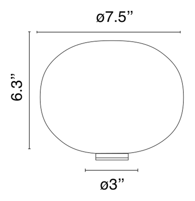 Glo-Ball Table Lamp by Flos, size drawing: Glo-Ball Basic Zero Switch