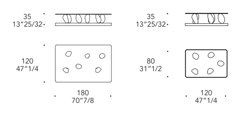 Sassi 40 Coffee Table by Reflex, size drawing