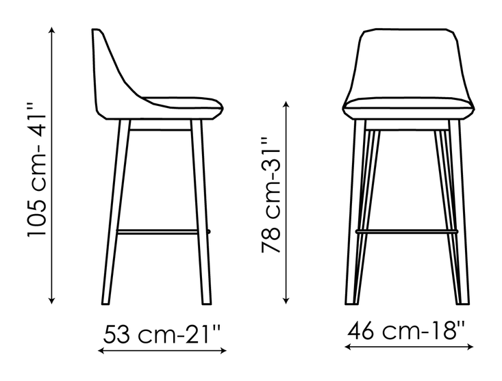 Itala Too Stool by Bonaldo, size drawing: Itala too H 78