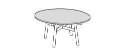 Isamu Outdoor Dining Table by Ditre Italia, size drawing: Table diam. 160 top in stoneware