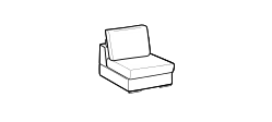Loman 2.0 Sofa by Ditre Italia, size drawing: 1-seat central element