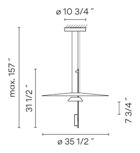 Flamingo Pendant Lamp by Vibia, size drawing: Model 1527