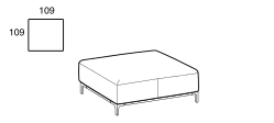 Sanders Air Sofa by Ditre Italia, size drawing: Square base 109 width 109