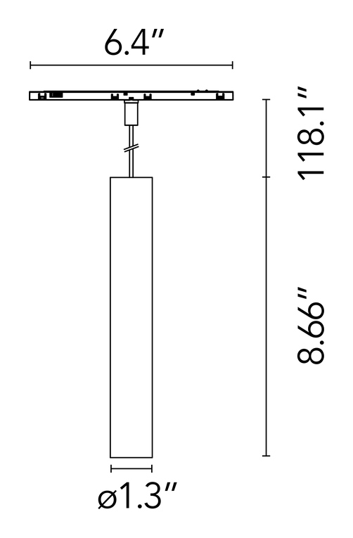 Find Me 1 Suspension Pendant, Zero Track Pro by Flos, size drawing 1