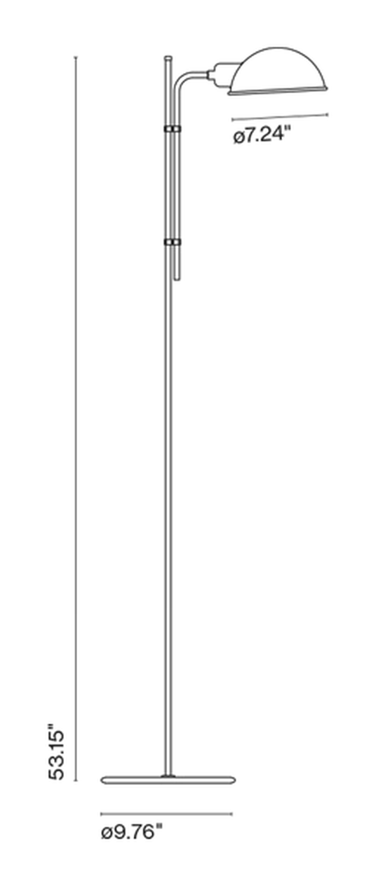 Funiculí Floor Lamp Aluminum by Marset, size drawing