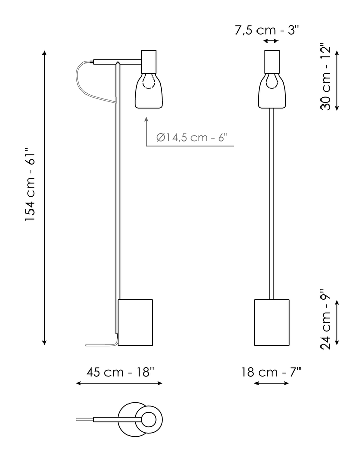 Acquerelli Lamp Collection by Bonaldo, size drawing: Floor lamp