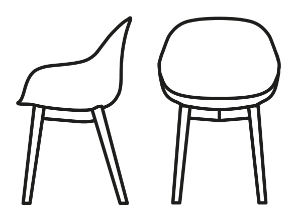 Academy Armchair, Wooden Legs by Connubia, size drawing