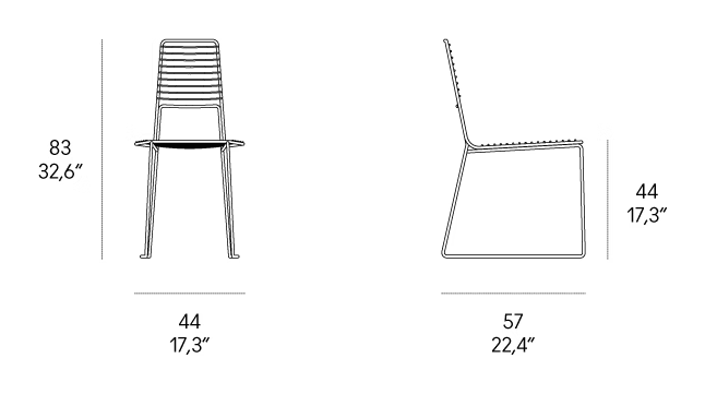 Alieno Chair by Casamania, size drawing