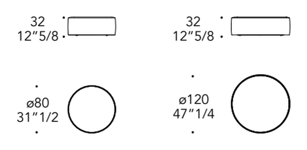 Circle Ottoman by Reflex, size drawing